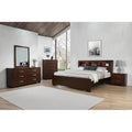 Cappuccino Queen Bed With Bookcase Headboard Box Spring Not Required Queen Brown Wood Bedroom Contemporary,Modern Rubberwood Storage Included Wood