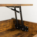 Metal Coffee Table,Desk,With A Lifting Table,And Hidden Storage Space.There Were Two Removable Wicker Baskets That Could Be Placed In Any Space Such As The Living Room,Color:Brown With Fire Wood Grain Light Brown Height Adjustable & Standing Desks