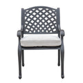 Outdoor Dining Chair With Cushion, Sandstorm Antique Gray Aluminium