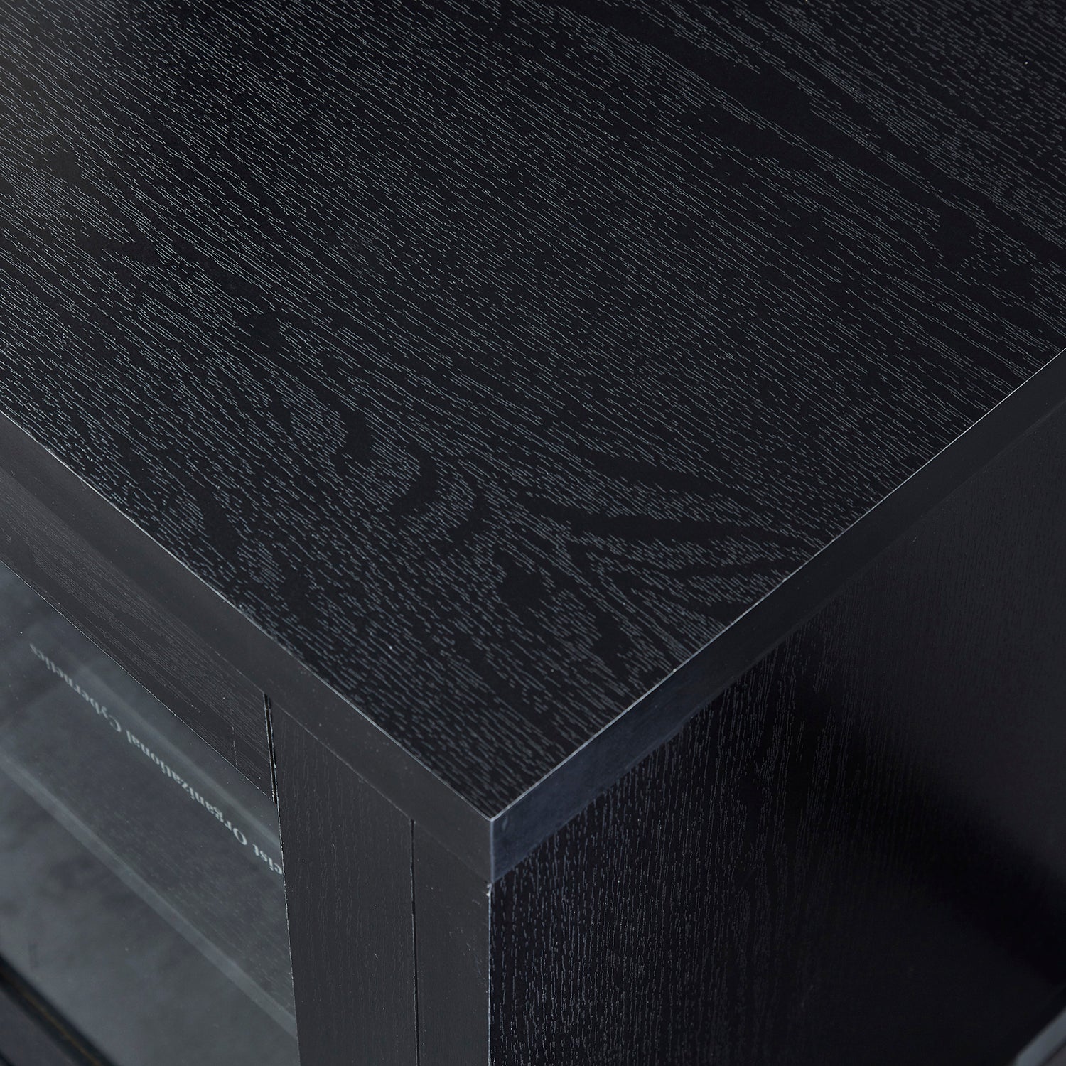 Wood Tv Stand Media Console With Storage Cabinet For Living Room, Bedroom, Black Wood Grain Finish Black Dining Room Adjustabel Shelves Mdf Glass