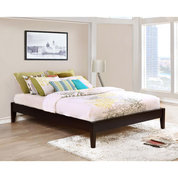 Cappuccino Full Platform Bed Box Spring Not Required Full Brown Wood Bedroom Transitional Rubberwood Bed Frame Wood