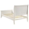 White Twin Platform Sleigh Bed Twin Ivory Wood Bedroom Coastal Rubberwood Kids Wood