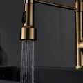 Commercial Led Kitchen Faucet With Pull Down Sprayer, Single Handle Single Lever Kitchen Sink Faucet Gold Kitchen Contemporary Ceramic Brass