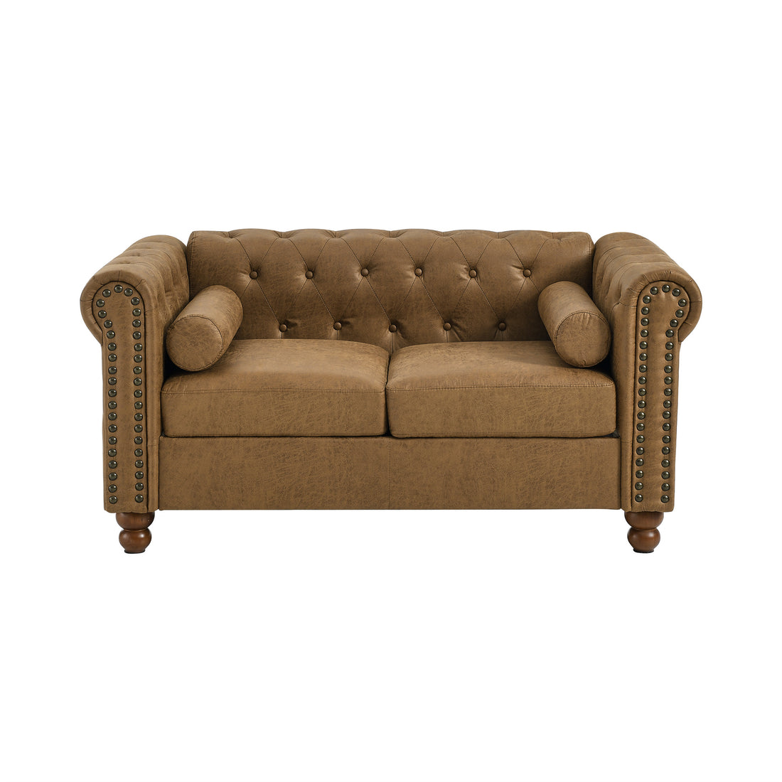 Classic Traditional Living Room Upholstered Sofa With High Tech Fabric Surface Chesterfield Tufted Fabric Sofa Couch, Large Brown Brown Primary Living Space Medium Soft Cushion Back American Design