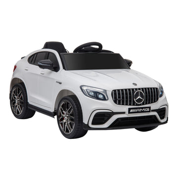 Aosom 12V Toddler Ride On Car With Remote Control, Mercedes Benz Amg Glc63S Coupe, Electric Car With 2 Speed, Mp3 Player, Light, Horn, Songs, Suspension, White White Steel