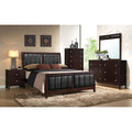 Cappuccino And Black Queen Panel Bed Queen Brown Wood Bedroom Contemporary,Modern Rubberwood Panel Faux Leather Wood