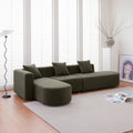 Modern Sectional L Shape Boucle Sofa With Curved Seat Facing Left Green Modern Foam Boucle