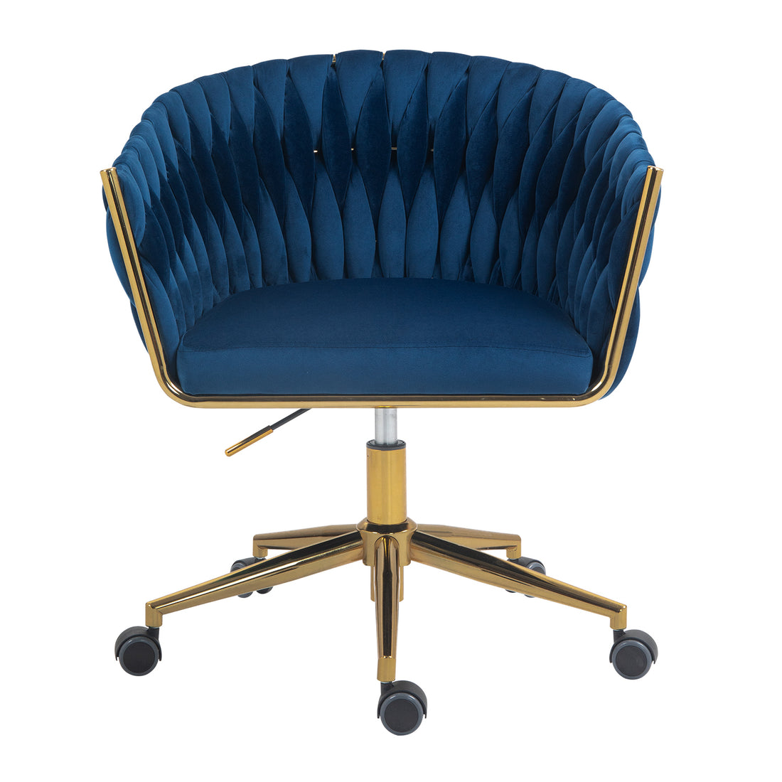 Modern Design The Backrest Is Hand Made Woven Office Chair,Vanity Chairs With Wheels,Height Adjustable,360 Swivel For Bedroom, Living Room Blue Blue Bedroom Foam Modern Office Chairs Foam Velvet