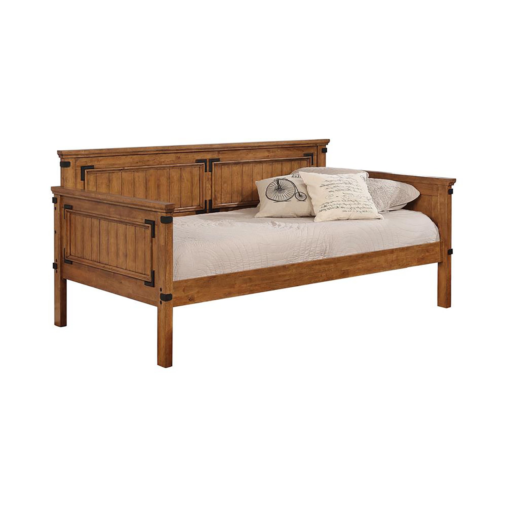 Rustic Honey Twin Daybed Twin Brown Wood Bedroom Farmhouse,Rustic Rubberwood Daybeds Wood