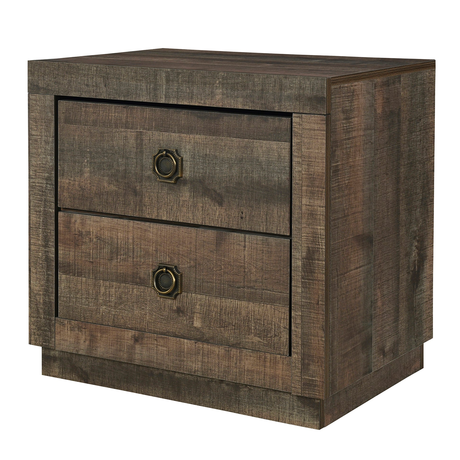 2 Pieces Bedroom Sets Farmhouse Style Twin Size Bookcase Captain Bed And Nightstand, Rustic Brown Twin Rustic Brown Bed Included,Nightstand Included Plywood