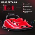 Aosom 12V Toddler Bumper Car With Remote Control, 360 Rotation Kids Electric Ride On Toy, Twins Motor, Colorful Led Lights, 3 Songs, For Boys And Girls, Red Red Steel