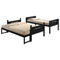 Black Twin Full Bunk Bed With Built In Ladder Twin Black Wood Bedroom Transitional Rubberwood Bunk Wood