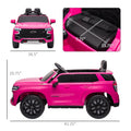 Aosom Chevrolet Tahoe Licensed Kids Ride On Car, 12V Battery Powered Kids Electric Car With Remote Control, Music, Lights, Horn, Suspension For 3 6 Years Old, Pink Pink Steel