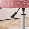 Set Of 1,Home Office Chair,Fluffy Fuzzy Comfortable Makeup Vanity Chair ,Swivel Desk Chair Height Adjustable Dressing Chair For Bedroom Pink White Fabric Metal