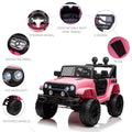 Aosom 12V Kids Ride On Truck With Parent Remote Control, Electric Battery Powered Toy Car With Spring Suspension, Adjustable Speed, Led Lights And Horn, Pink Pink Steel