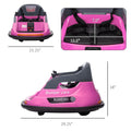 Aosom 12V Bumper Car For Kids 1.5 5 Years Old, Electric Ride On Bumper With 360 Degree Spin, Remote Control, Led Lights And Music, Pink Pink Steel