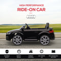 Aosom 6V Kids Electric Ride On Car, Licensed Audi Tt Rs With Suspension System And Remote Control, Horn, 5 Songs, Lights, Mp3 Player Black Black Steel