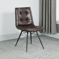Brown And Gunmetal Back Dining Chairs Set Of 4 Brown Dining Room Industrial Side Chair Tufted Back Upholstered