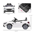 Aosom Mercedes Slc 300 Licensed Kids Electric Car With Remote Control, 12V Battery Powered Kids Ride On Car With Music, Lights, Suspension For 3 6 Years Old, White White Steel