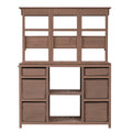Garden Potting Bench Table, Rustic And Sleek Design With Multiple Drawers And Shelves For Storage, Brown Brown Garden & Outdoor Rustic Wood