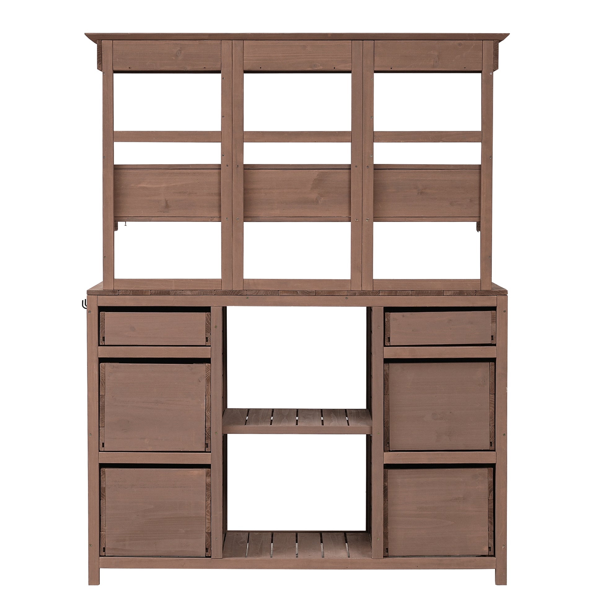 Garden Potting Bench Table, Rustic And Sleek Design With Multiple Drawers And Shelves For Storage, Brown Brown Garden & Outdoor Rustic Wood