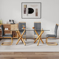 1 Table And 4 Chairs. Glass Dining Table With 0.39 