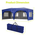 10'X20' Ez Pop Up Canopy Outdoor Portable Party Folding Tent With 6 Removable Sidewalls Carry Bag 6Pcs Weight Bag Beige Blue Blue Metal