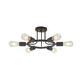 6 Light Modern Sputnik Lights Semi Flush Mount Ceiling Light Black Finished Black Metal