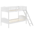 White Twin Twin Bunk Bed With Arched Headboard Twin White Wood White Bedroom Transitional Rubberwood Bunk Wood