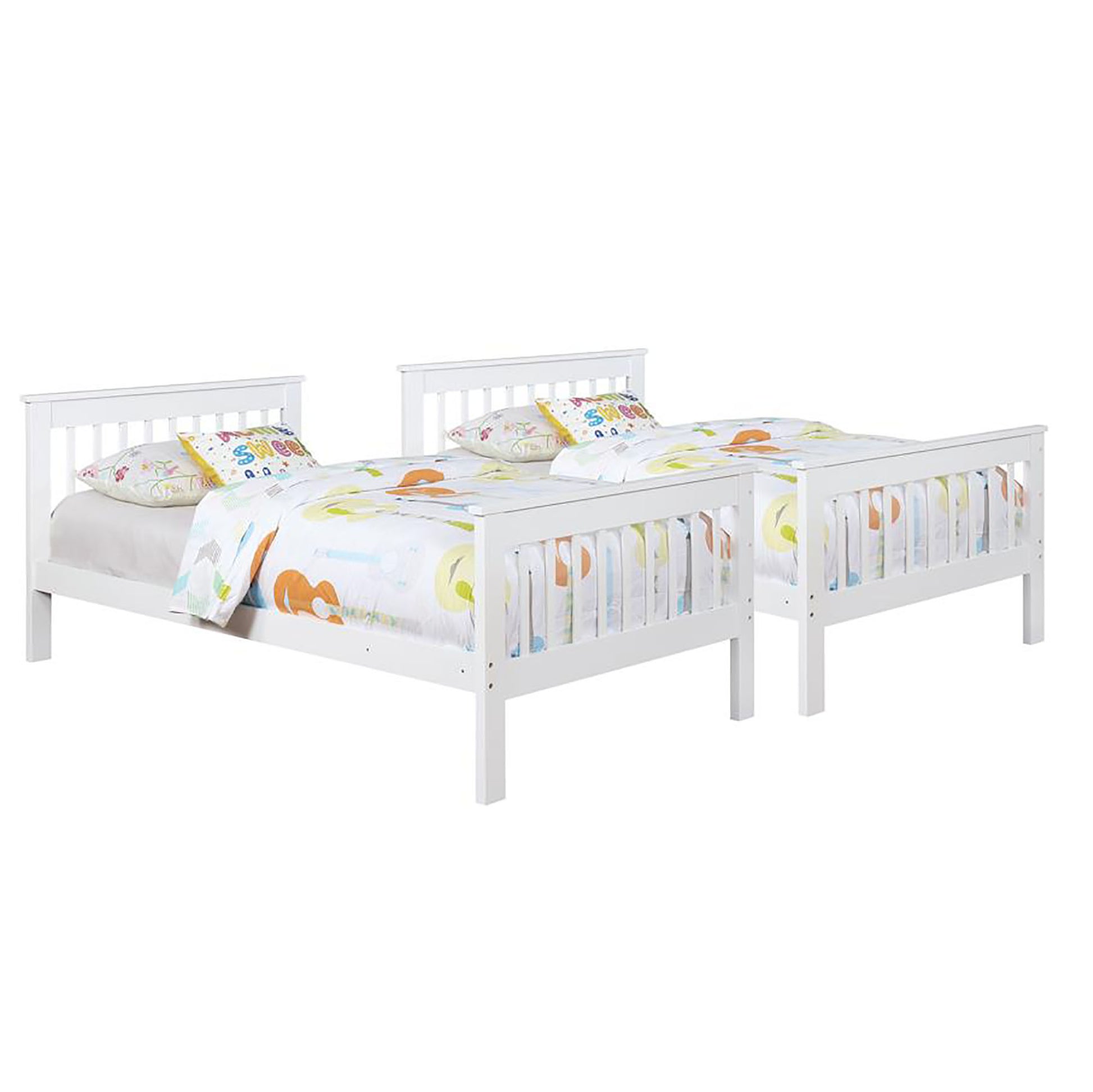 White Slatted Headboard Twin Twin Bunk Bed Twin White Wood White Bedroom Transitional Pine Kids Wood