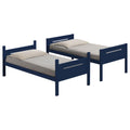 Blue Twin Twin Bunk Bed With Built In Ladder Blue Bedroom Transitional Rubberwood Wood