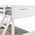 White Twin Full Bunk Bed With Built In Ladder White Wood White Bedroom Transitional Rubberwood Bunk Wood