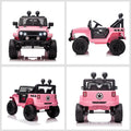 Aosom 12V Kids Ride On Truck With Parent Remote Control, Electric Battery Powered Toy Car With Spring Suspension, Adjustable Speed, Led Lights And Horn, Pink Pink Steel