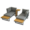 Aluminum Patio Furniture Set, Outdoor L Shaped Sectional Sofa With Plastic Wood Side Table And Soft Cushion For Backyard Poolside Gray Yellow Aluminum