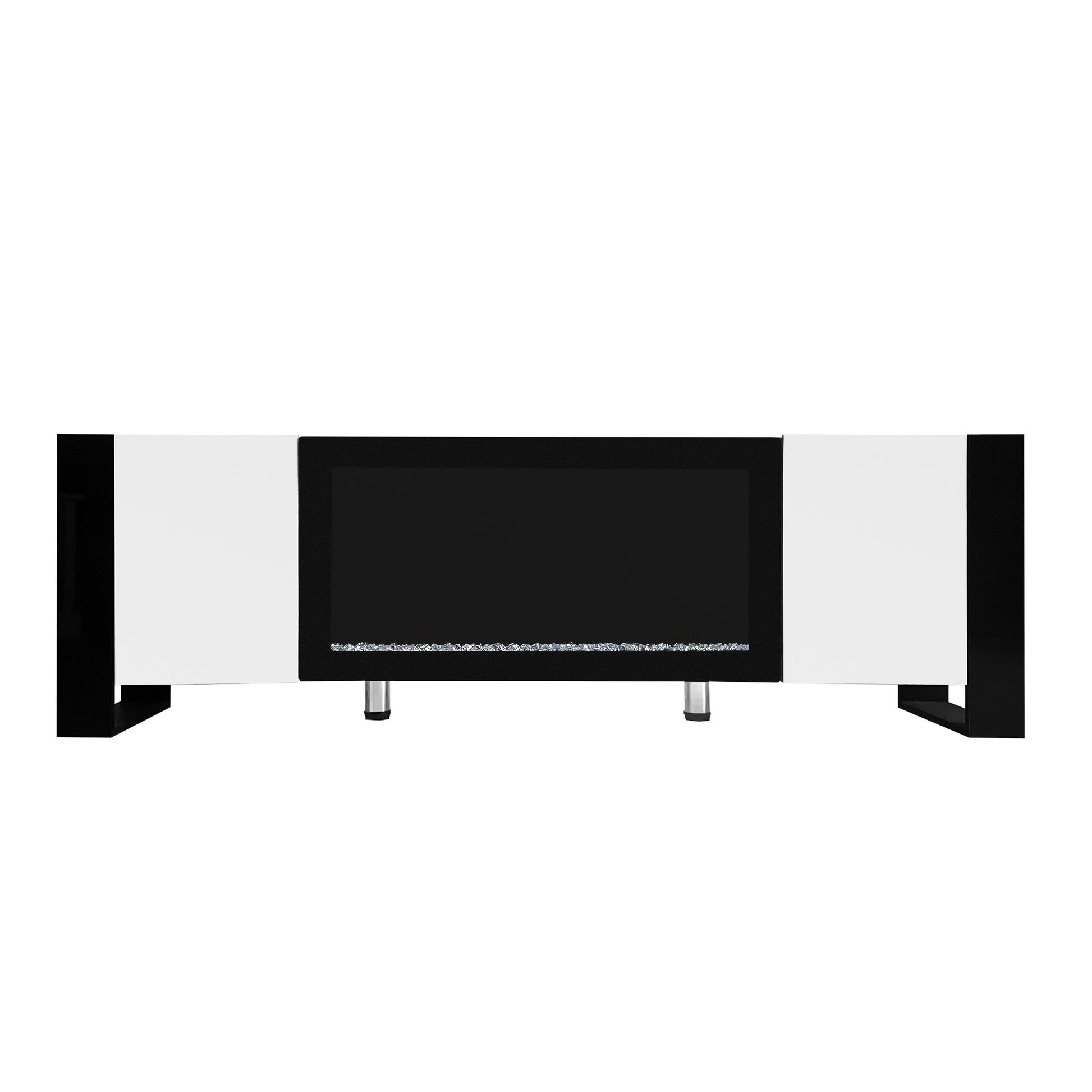 Modern Tv Stand With 34.2" Non Heating Electric Fireplace, High Gloss Entertainment Center With 2 Cabinets, Media Console For Tvs Up To 78", White White Primary Living Space 70 79 Inches 70 79 Inches Modern Mdf