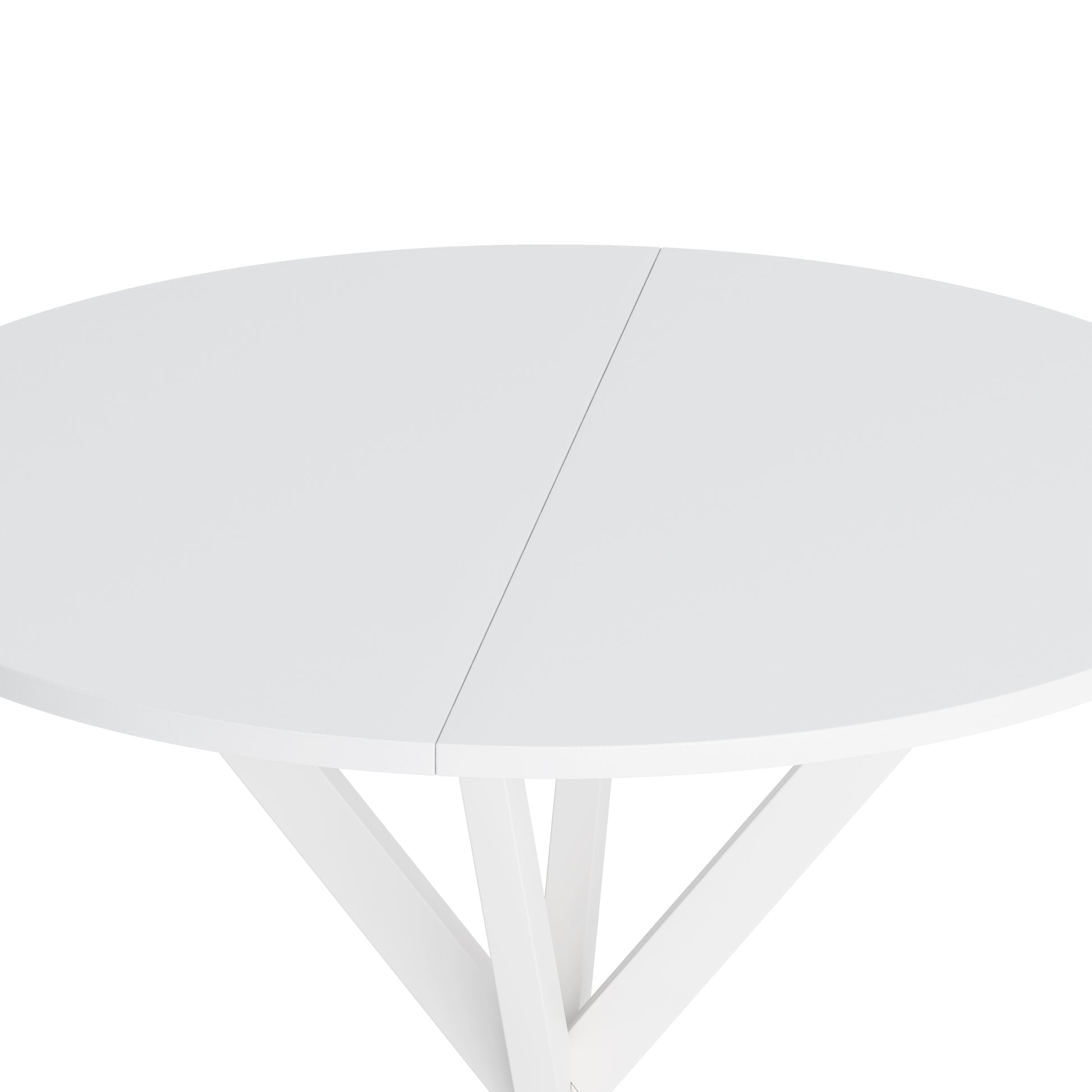 31.5'' Modern Round Dining Table With Crossed Legs,White Occasional Table, Two Piece Detachable Table Top, Matte Finish Iron Legs White Mdf Metal