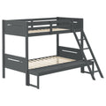 Grey Twin Full Bunk Bed With Built In Ladder Grey Wood Gray Bedroom Transitional Rubberwood Bunk Wood