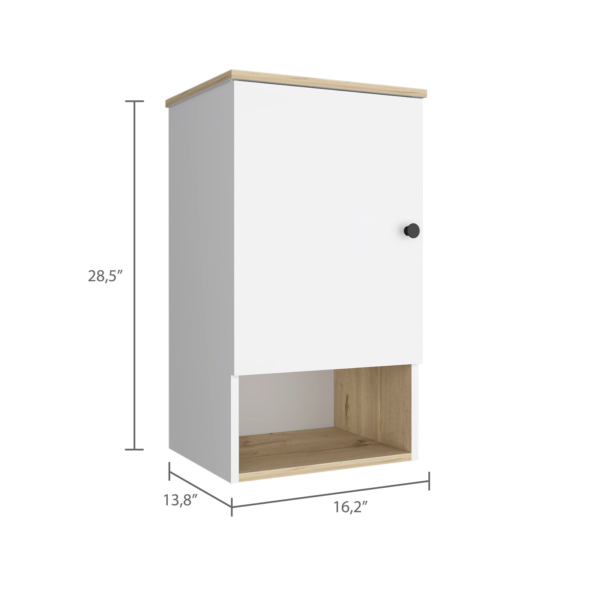 Medicine Single Door Cabinet 28" H, One Shelf, Two Interior Shelves, Light Oak White Multicolor Particle Board Particle Board