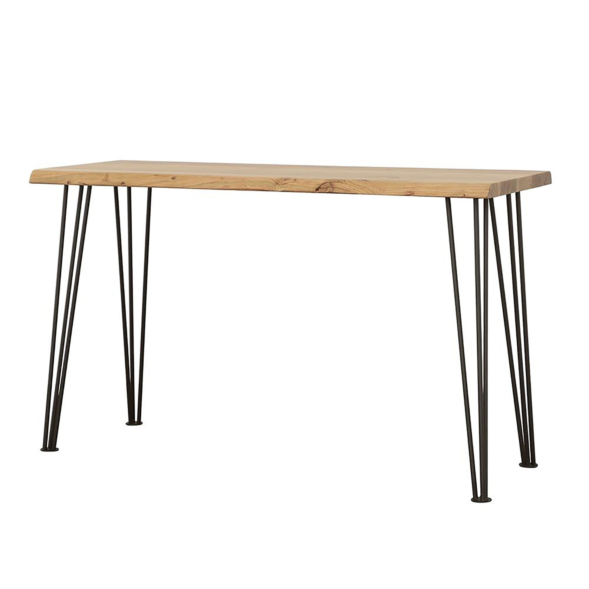 Natural And Matte Black Sofa Table With Hairpin Leg Brown Primary Living Space Farmhouse,Rustic Tabeltop Acacia Rectangular Coffee & End Tables Powder Coated Wood