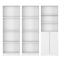 Oasis 3 Piece Living Room Set With 3 Bookcases, White White Particle Board Engineered Wood