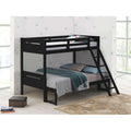 Black Twin Full Bunk Bed With Built In Ladder Twin Black Wood Bedroom Transitional Rubberwood Bunk Wood