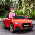 Aosom 6V Kids Electric Ride On Car, Licensed Audi Tt Rs With Suspension System And Remote Control, Horn, 5 Songs, Lights, Mp3 Player, Red Red Steel