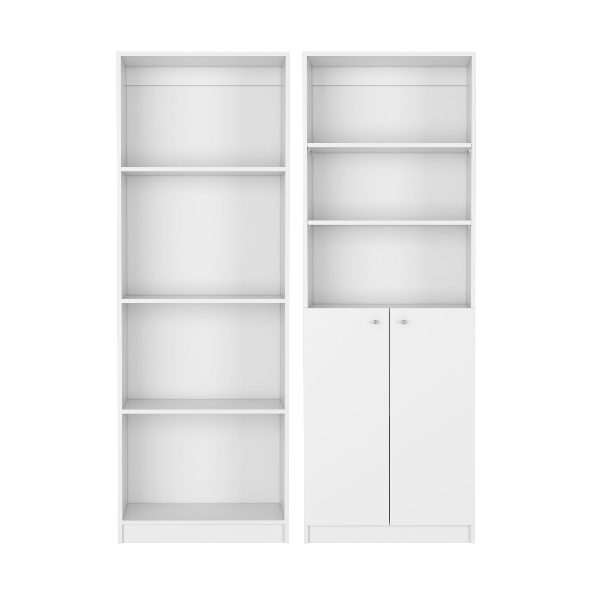 Veta 2 Piece Living Room Set With 2 Bookcases, White White Particle Board Particle Board
