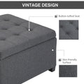 Homcom Fabric Tufted Storage Ottoman With Flip Top Seat Lid, Metal Hinge And Stable Eucalyptus Wood Frame For Living Room, Entryway, Or Bedroom, Grey Gray Plastic