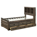 2 Pieces Bedroom Sets Farmhouse Style Twin Size Bookcase Captain Bed And Nightstand, Rustic Brown Twin Rustic Brown Bed Included,Nightstand Included Plywood