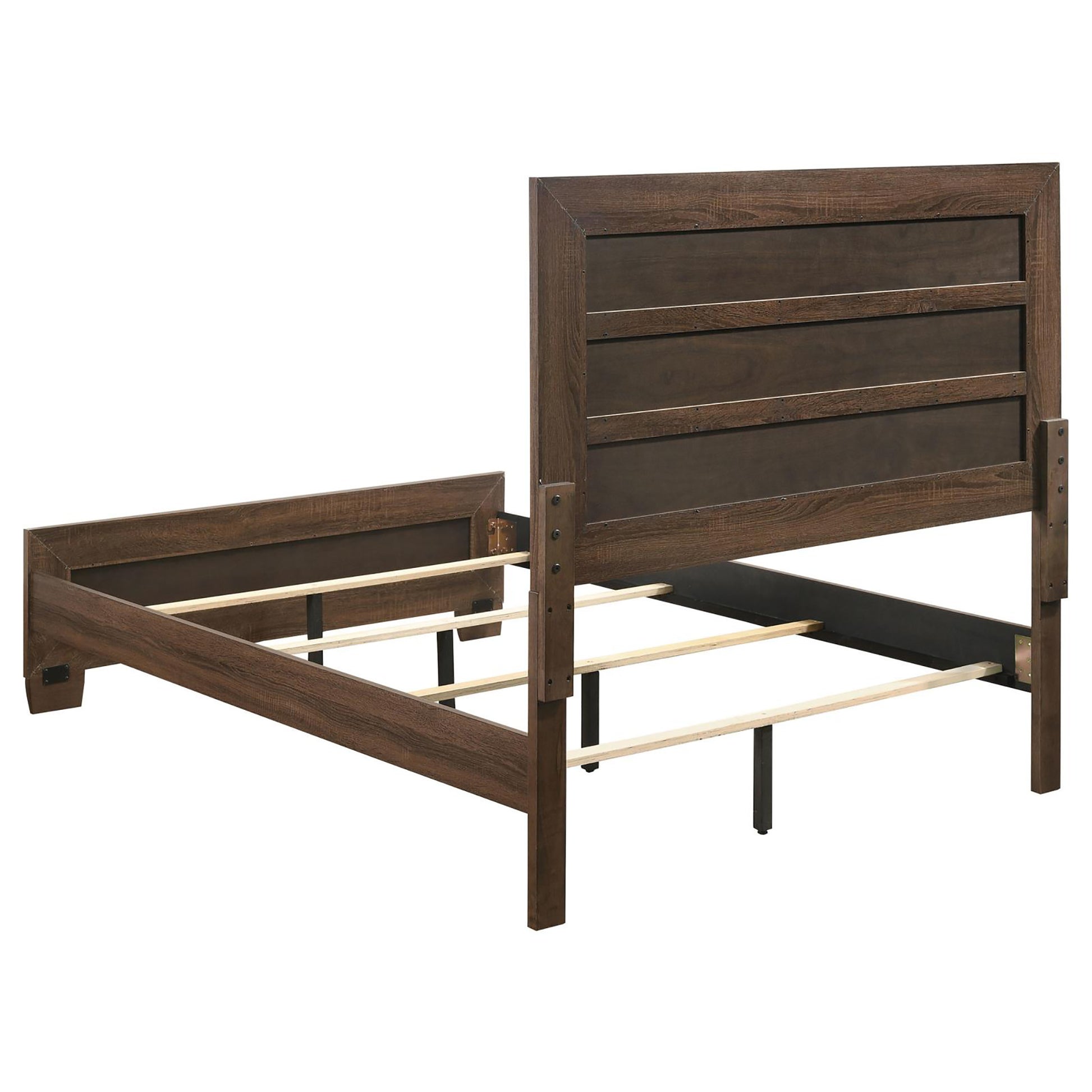Medium Warm Brown Full Panel Bed Box Spring Required Full Brown Wood Brown Bedroom Transitional Rubberwood Kids Wood