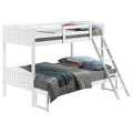 White Twin Full Bunk Bed With Arched Headboard White Wood White Bedroom Transitional Rubberwood Bunk Wood