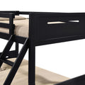 Black Twin Full Bunk Bed With Built In Ladder Twin Black Wood Bedroom Transitional Rubberwood Bunk Wood