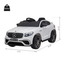 Aosom 12V Toddler Ride On Car With Remote Control, Mercedes Benz Amg Glc63S Coupe, Electric Car With 2 Speed, Mp3 Player, Light, Horn, Songs, Suspension, White White Steel