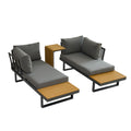 Aluminum Patio Furniture Set, Outdoor L Shaped Sectional Sofa With Plastic Wood Side Table And Soft Cushion For Backyard Poolside Gray Yellow Aluminum